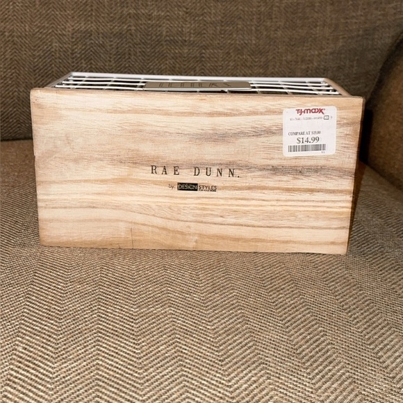 RAE DUNN White Wire LETTERS Mail Holder Wood Base 2Section Home Office Organizer - Picture 3 of 3